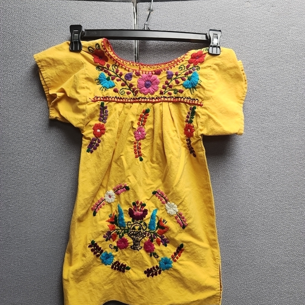Vibrant Yellow Embroidered Kids Dress